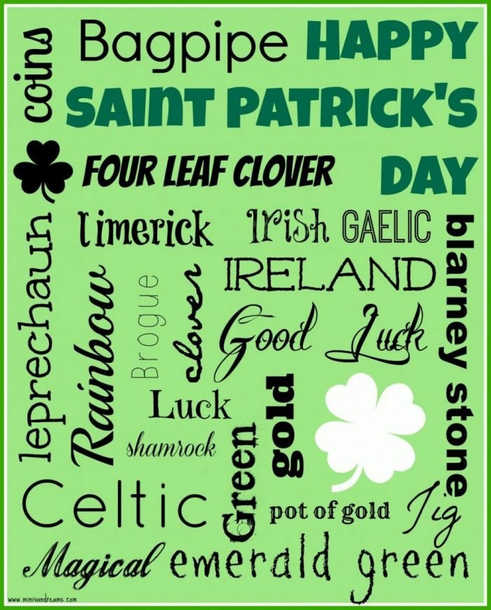 free printable: st patricks day subway art via mini van dreams