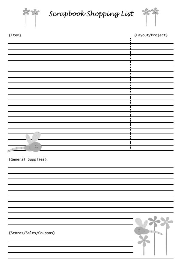 Scrapbooking Shopping List | Mini Van Dreams