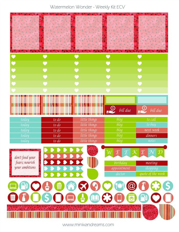 Free Printable Planner Stickers | Watermelon Wonder