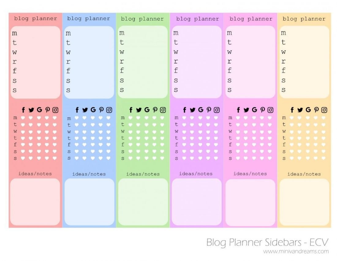 Free Printable Planner Stickers - Blog Planner Sidebars | Mini Van Dreams