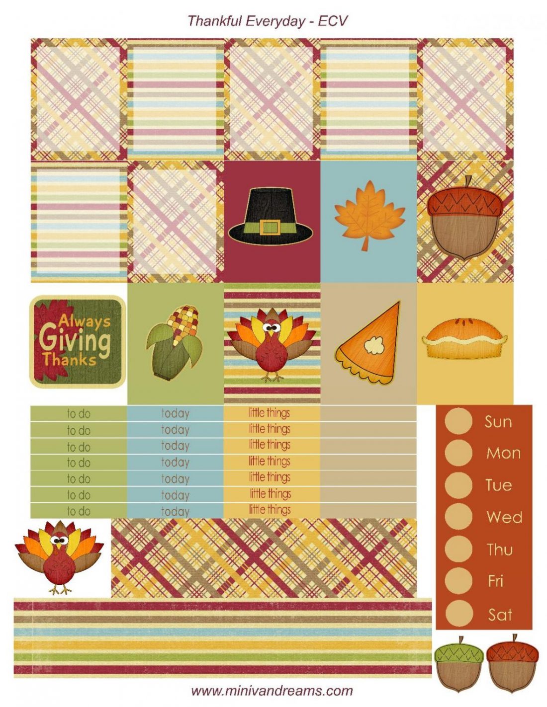 Free Printable Planner Stickers - Thankful Everyday | Mini Van Dreams