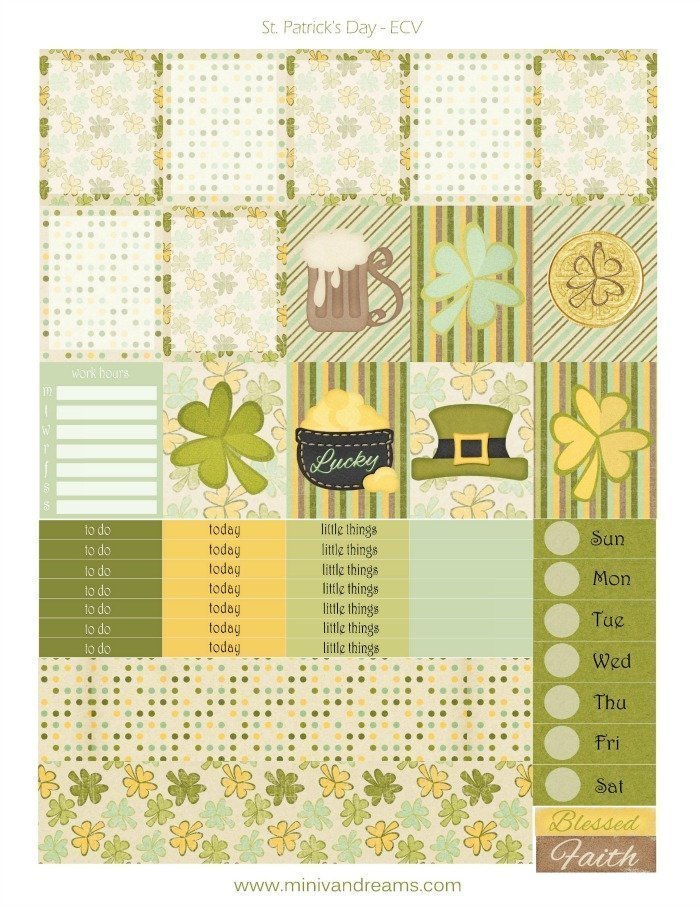 Free Printable Planner Stickers: St. Patrick's Day | Mini Van Dreams