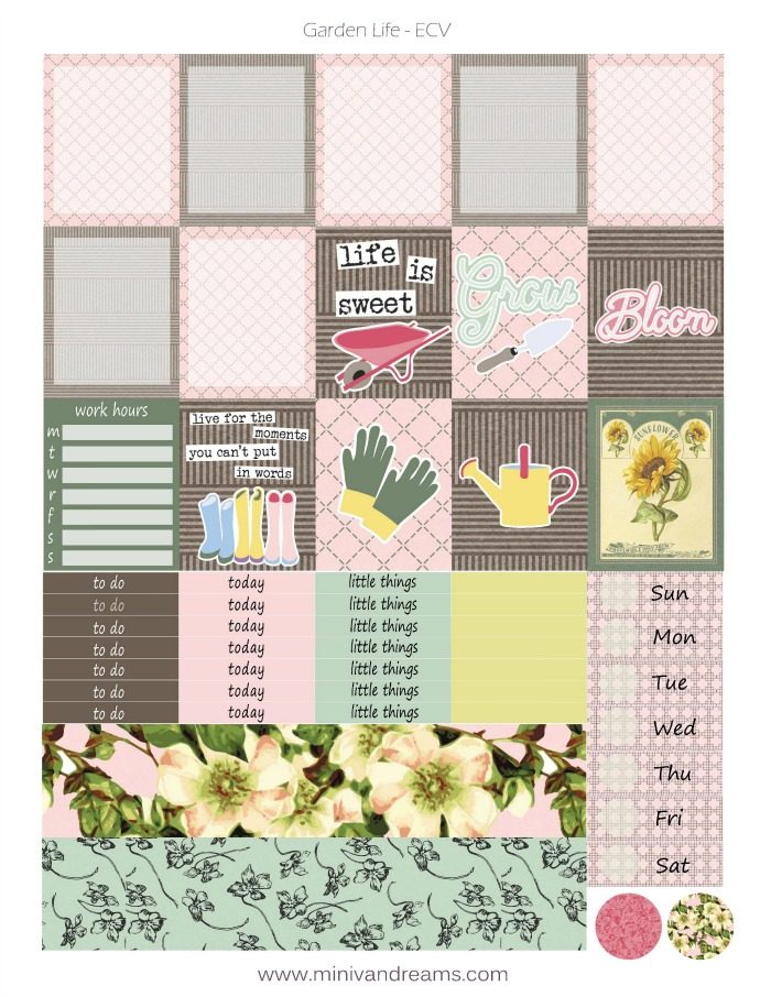 Free Printable Planner Stickers: Garden Life (ECV & HP) | Mini Van Dreams