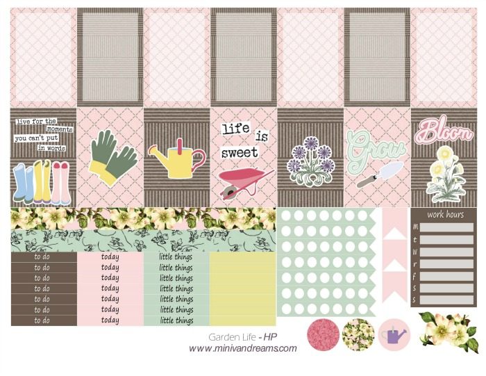 Free Printable Planner Stickers: Garden Life (ECV & HP) | Mini Van Dreams