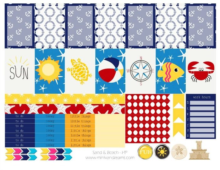 Free Printable Planner Stickers: Sand & Beach | Mini Van Dreams