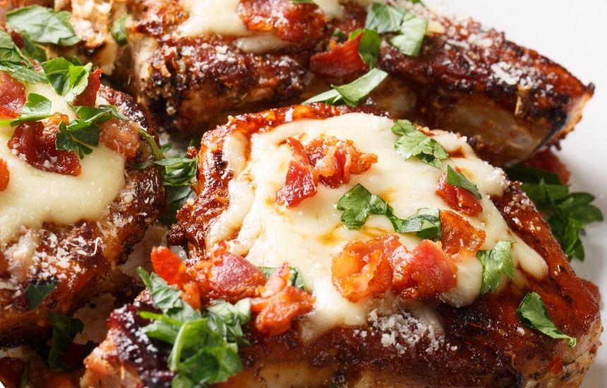 white cheddar bacon pork chops