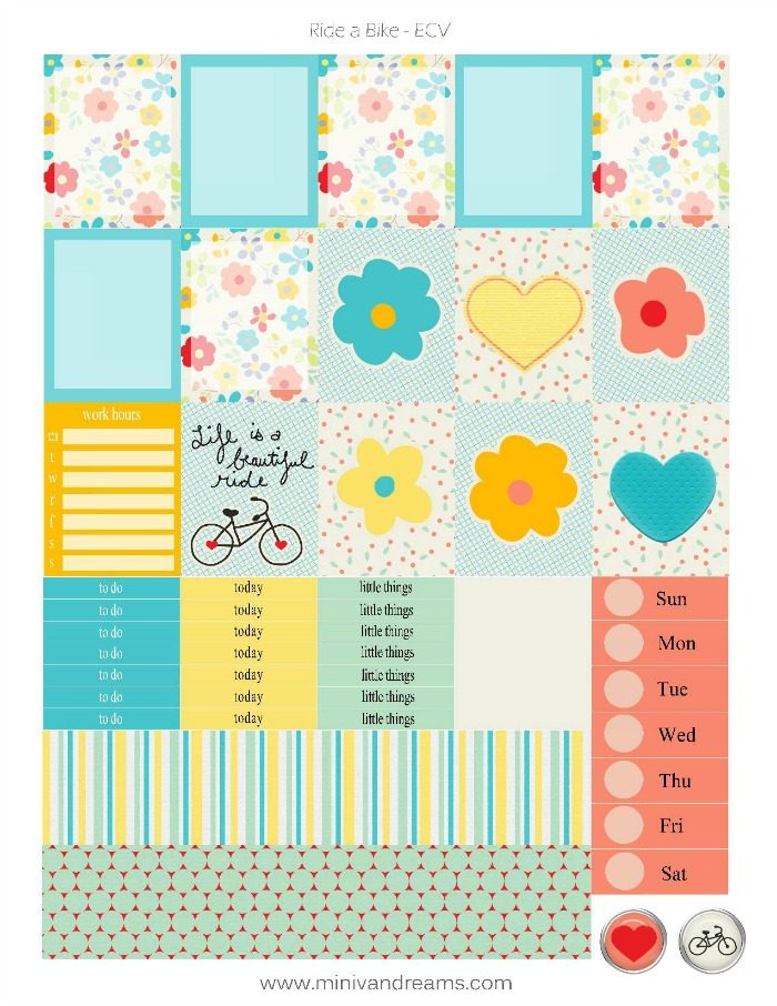Free Printable Planner Stickers: Ride a Bike | Mini Van Dreams