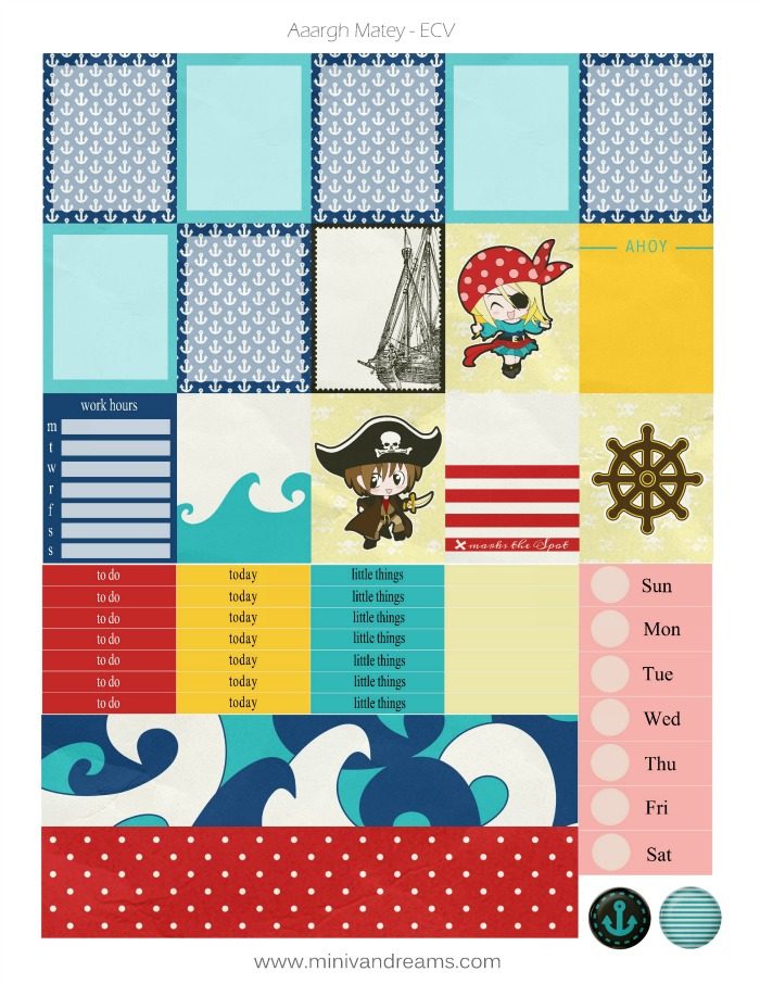 Free Planner Stickers: Aargh Matey! | Mini Van Dreams