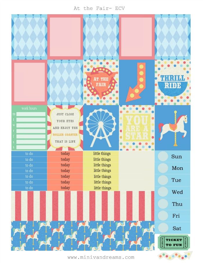 Free Printable Planner Stickers: At the Fair | Mini Van Dreams