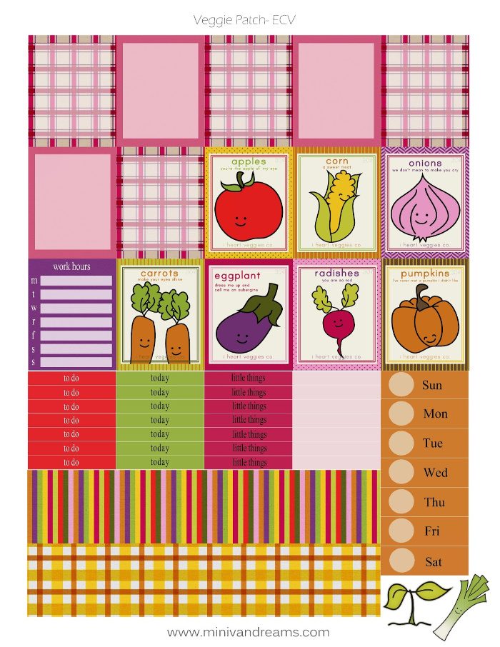 Free Printable Planner Stickers: Veggie Patch | Mini Van Dreams