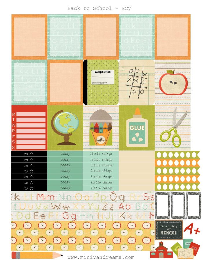 Free Printable Planner Stickers: Back to School | Mini Van Dreams